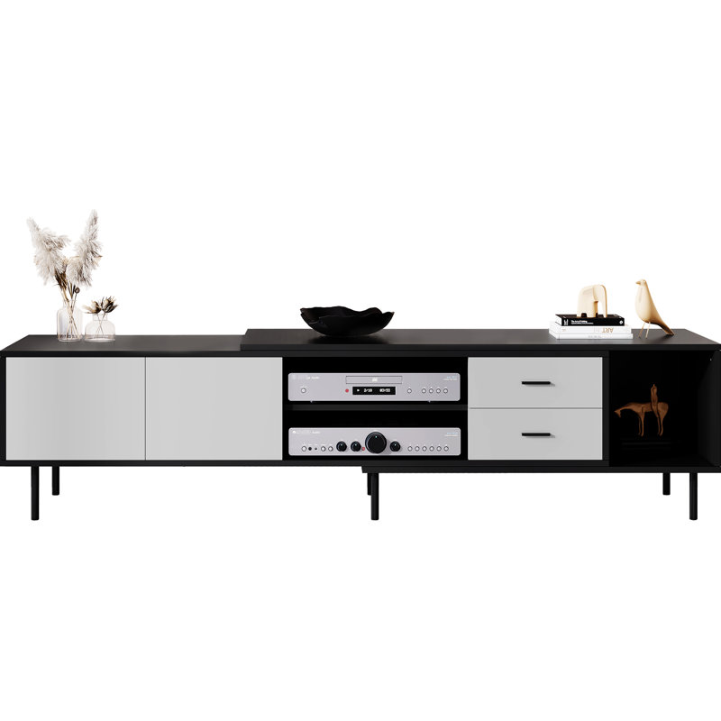 Meuble télé moderne pour le salon et la chambre à coucher. Rangement de 80 po à 2 portes. , Centre de divertissement Rust avec rangement spacieux et console multimédia. Armoire, chambre à coucher. Rouille