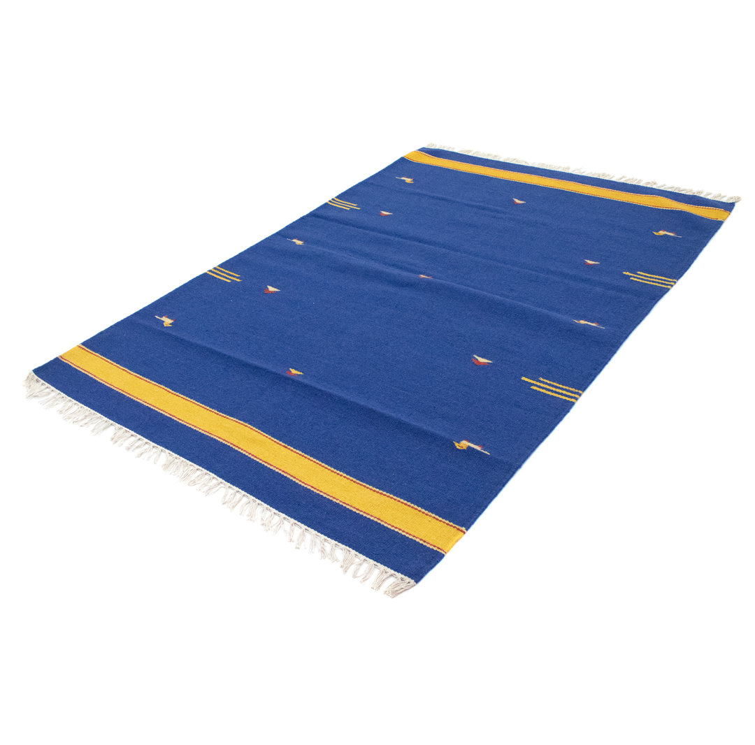 Handmade Kilim Wool Blue Indoor/Outdoor Rug
