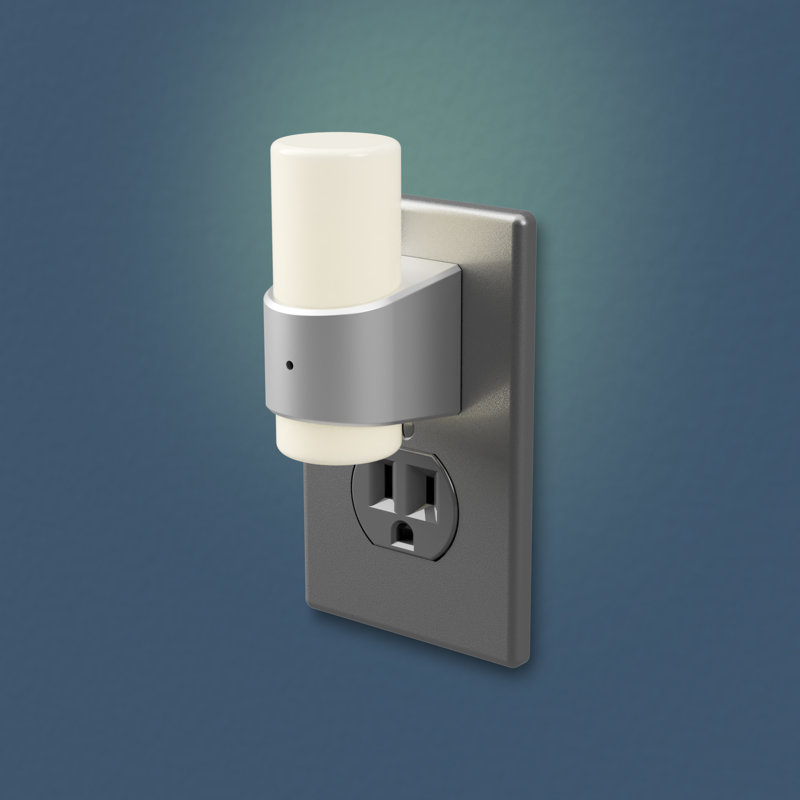 Cosmopolitan White and Nickel LED Night Light with Sensor