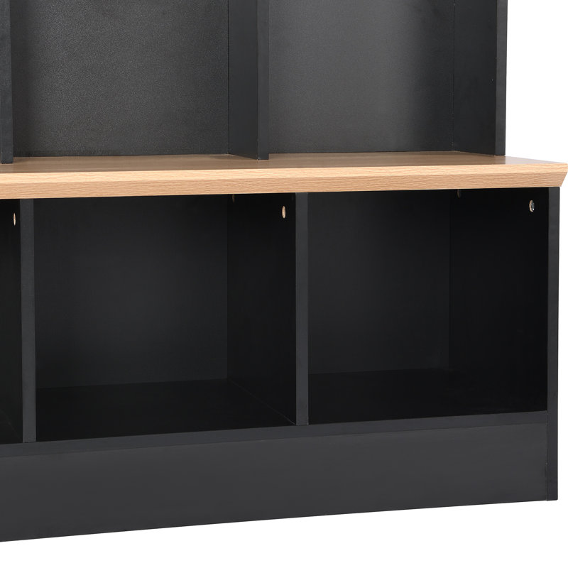 Wide Design Hall Tree With Storage Bench, Minimalist Shoe Cabinet With Cube Storage & Shelves, Multifunctional Coat Rack With 8 Hooks For Entryways, Mudroom