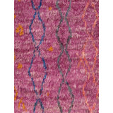 Tapis mauve en laine / coton à motif géométrique fait à la main 5 pi 2 po x 7 pi 9 po