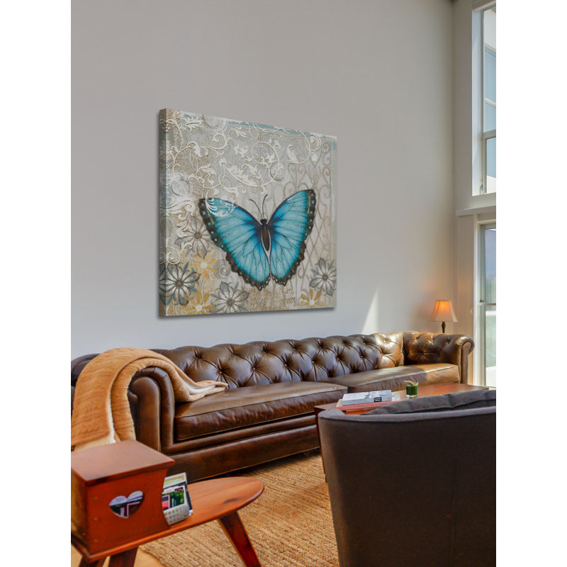« light blue papillon » par alan hopfensperger, reproduction d’art sur toile tendue, H 32 po x l 32 po