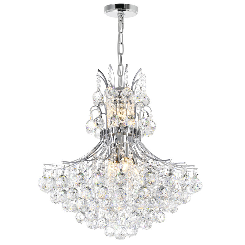 Trenton 10 Light Chrome Crystal Chandelier – Elegant Large Ceiling Fixture for Living Room, Dining Room, or Open-Concept Spaces