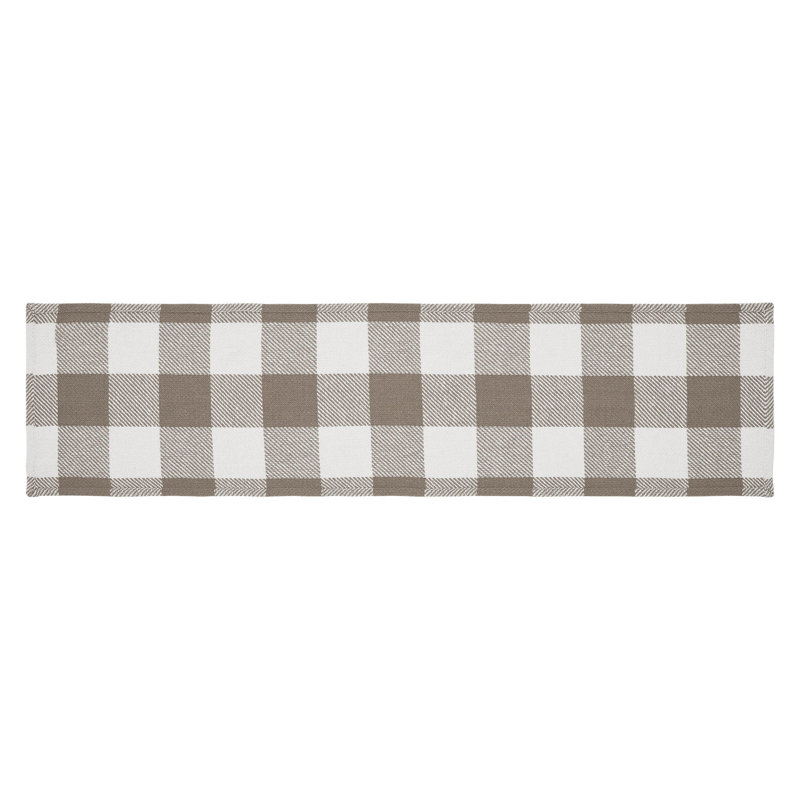 Annie Buffalo Check Dining Linens, 48" x 12", Brown/White