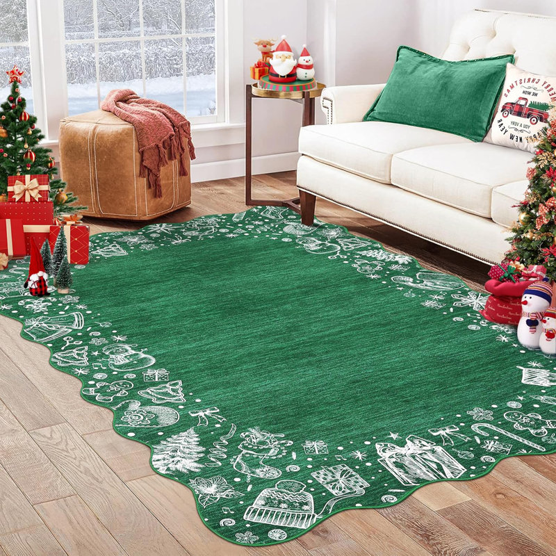 Christmas Kitchen Rugs Non Slip Washable Bathroom Rugs Christmas Tree＆Snowman Print Indoor Mats Non Shedding Stain Resistant Winter Rug Foldable Soft Floor Cover for Entryway