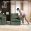 Canapé d'angle 4 places moderne et modulable avec fauteuil inclinable électrique, console et pouf de rangement, en tissu velours côtelé, vert.-1516700916