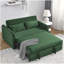 Canapé-lit convertible moderne de 55 po avec 2 poches pour accoudoirs amovibles, canapé-lit en velours avec lit escamotable, 2 coussins et dossier ajustables pour le salon, accoudoirs à motif quadrillé-966700064