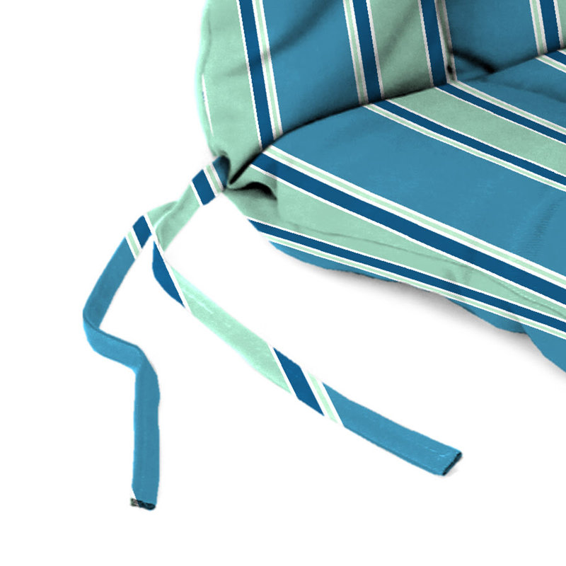 21" x 38" Outdoor Chair Cushion with Ties and Loop, Blue Striped