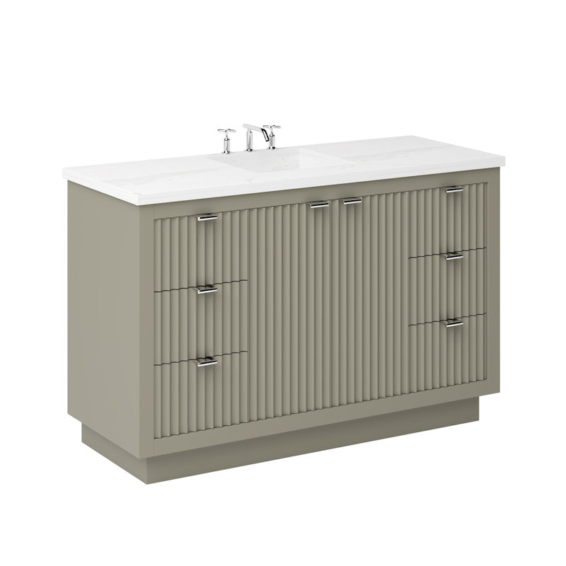 Lecrieú Single Extra Wide Bath Vanity, Polished Chrome, 48", French Olive