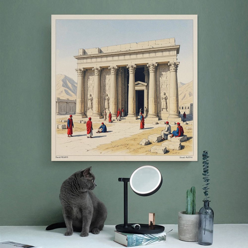 Tableau sur toile « Temple de Wady Dabod » - Affiche vintage - Décoration intérieure, 20 x 20 po