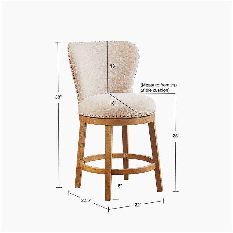 Stewart Light Wood and Cream Swivel Counter Stool