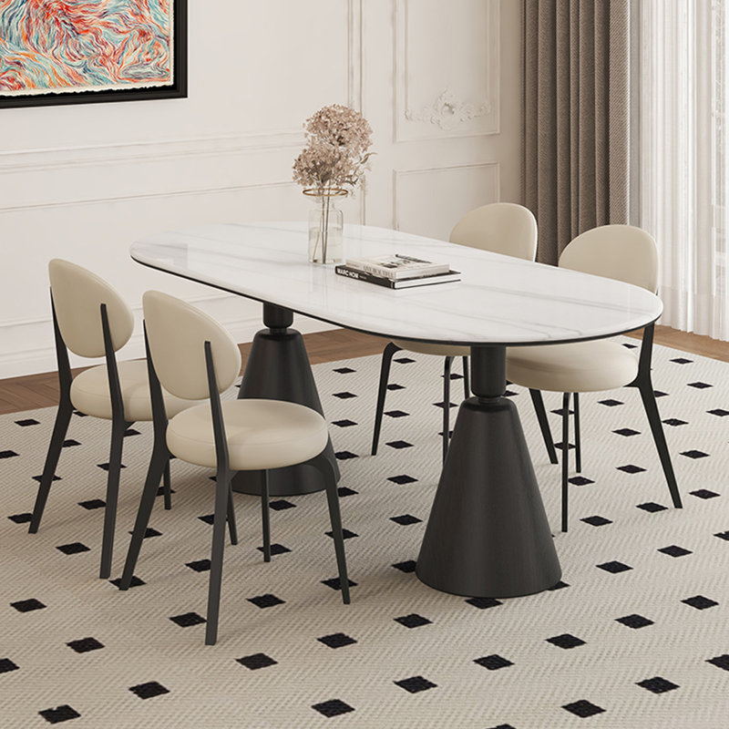 French rock dining table and chair combination, 29.52"H x 55.11"L x 31.49"W