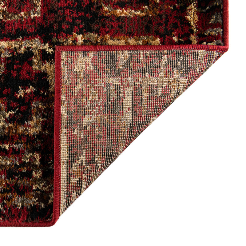 Tapis bordeaux à motif géométrique Knowle, Rectangle 6 pi 1 po x 9 pi