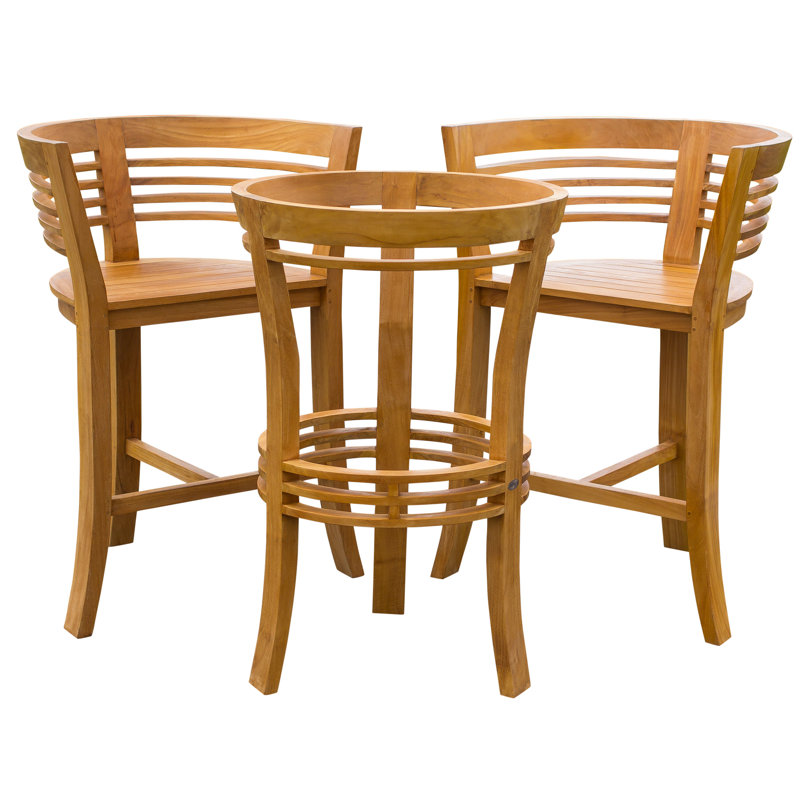 Velasquez 2 - Person Teak Wood Patio Dining Set with Round Table