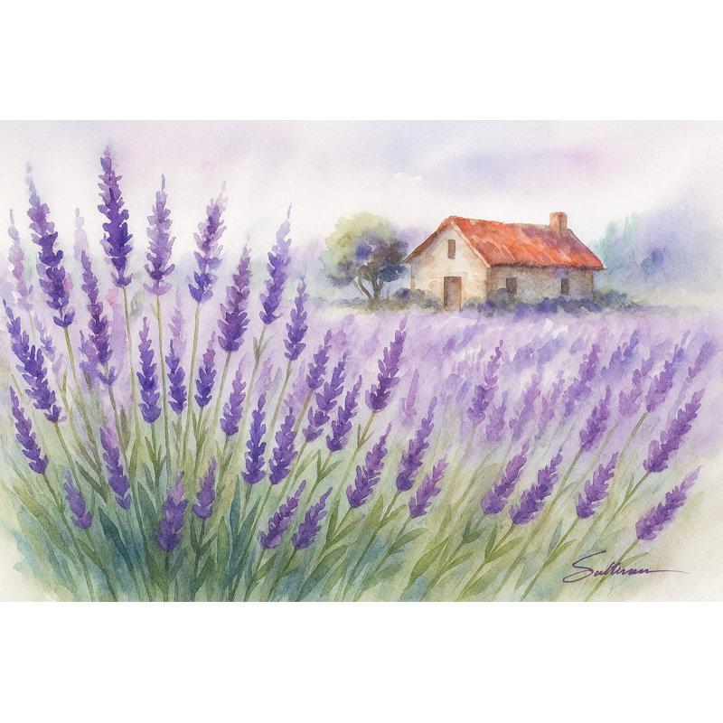 "Lavender Cottage Escape", art mural sur toile tendue, H 16 po x l 24 po