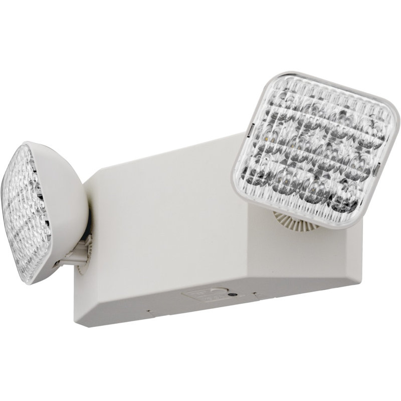 Off White Hardwired Dual Lamp LED Emergency Light