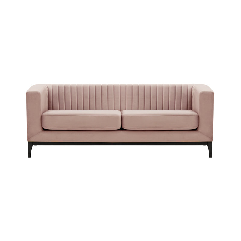 Buker Velvet Square Arms Sofa, Pink, Black