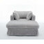 Oversized Corduroy Chaise Lounge with Movable Ottoman, Deep Seat Reclining Sofa with Thick Padded Cushion, Light Grey-1612799225