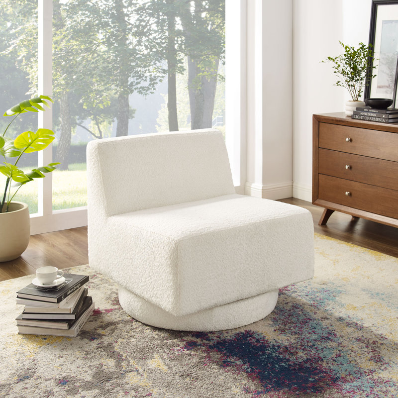 Camerynn 29.8" Upholstered Swivel Armchair (Set of 2), White 100% Polyester