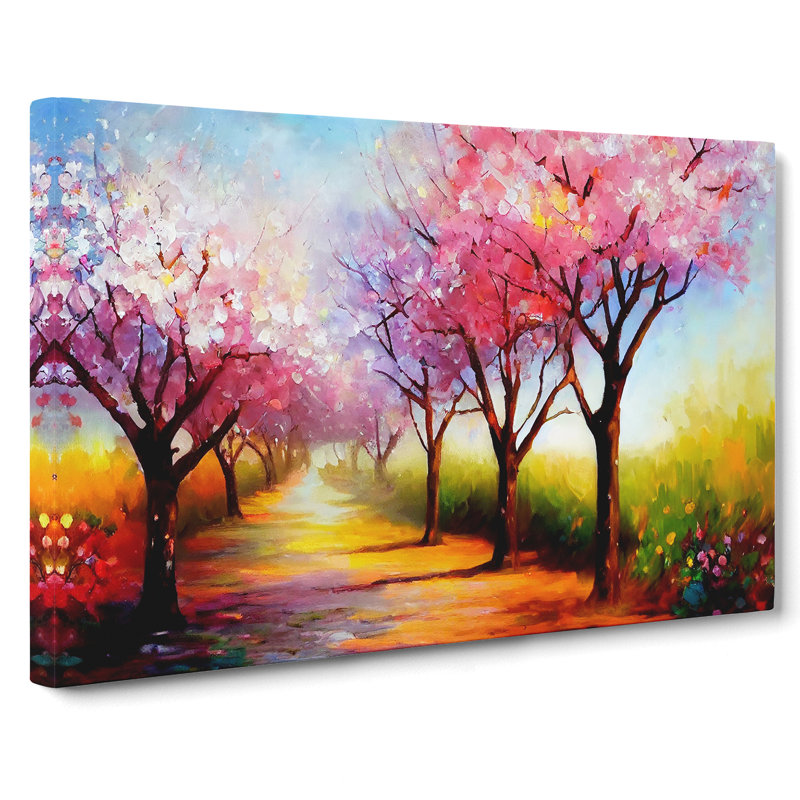 Cherry Blossom Tree Park - Wrapped Canvas Graphic Art