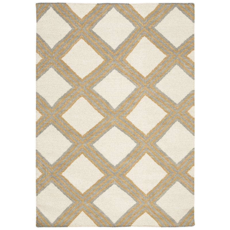 Emek Hand Woven Flat Weave Wool Geometric Rug, Rectangle 8' x 10'
