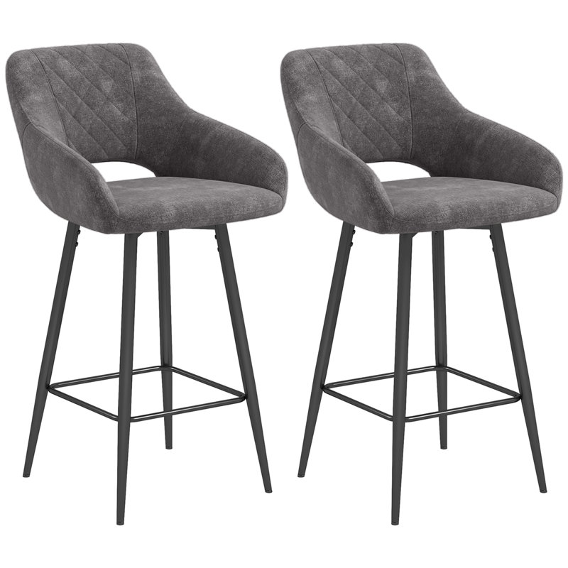 Orduna Upholstered Counter Stool with Metal Frame, Charcoal Grey