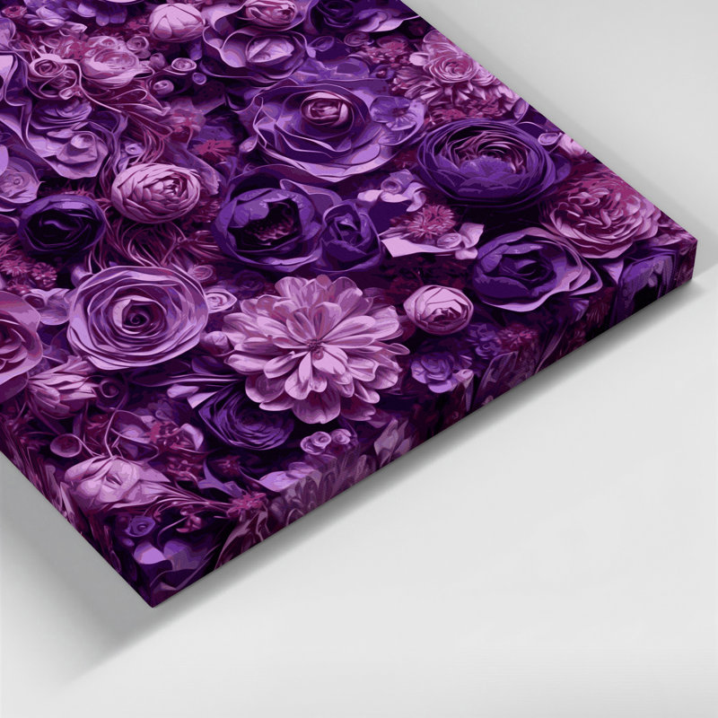 «Abstract Florals 78», art mural sur toile mauve, H 16 po x l 16 po