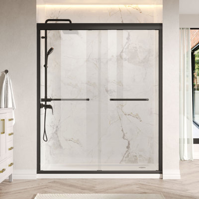 56 In. - 60 In. W X 76 In. H Semi-Frameless Double Sliding Shower Door