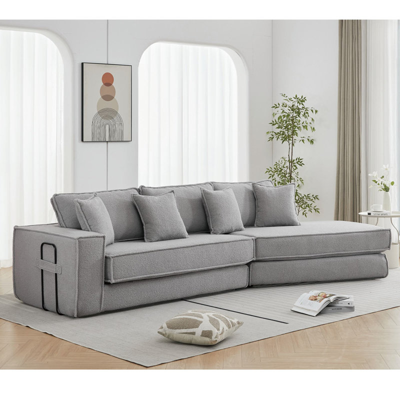 Bismark 133‘’W Convertible Sleeper Sofa, Gray