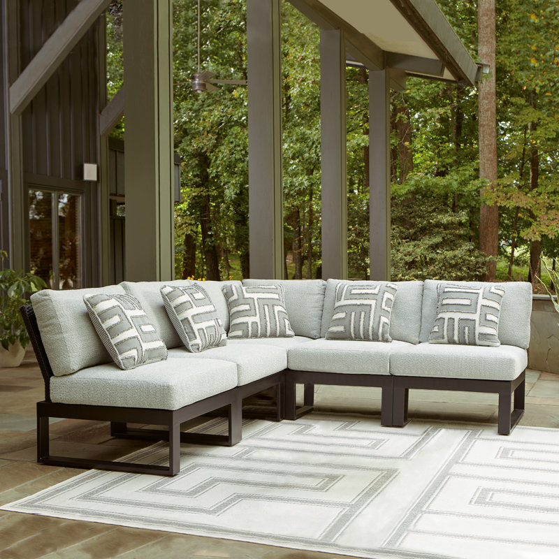 Canapé modulaire d'extérieur 5 pièces Jennings, Symétrique, 5