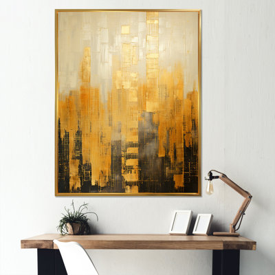 Toile dorée sur fond de gratte-ciel doré sur toile