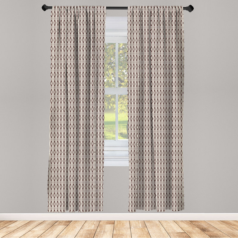 Ebern Designs, rideaux imbriqués, losange emboîté, paire de 28 po, coquille d'œuf et phoque brun, L 28 po x L 95 po