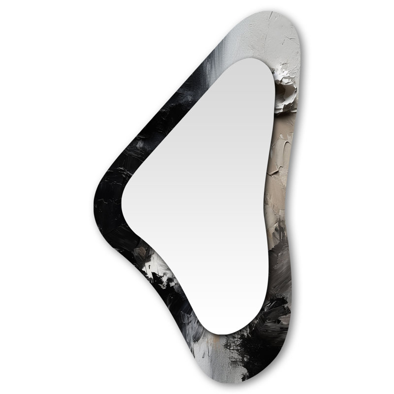 Miroir mural moderne noir texturé Splash Paint Art II - peinture abstraite irrégulière