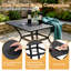 Table de salle à manger carrée en métal avec trou pour parasol - Plateau de table à lattes, résistant aux intempéries pour le patio, le jardin, la cour