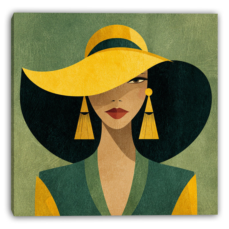 «Golden Hat I», art mural sur toile tendue, H 40 po x l 40 po