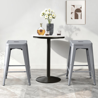 Kohki 24" Counter Stool Metal Bar Stools Counter Height Barstools Backless Indoor/Outdoor Bar Stools Kitchen Counter Stools Chairs(Set of 2)