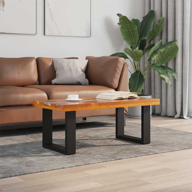 Rectangular Coffee Table, Fully Handmade,  39.4''x19.7''x15.8'', Solid Teak Wood, Multicolor