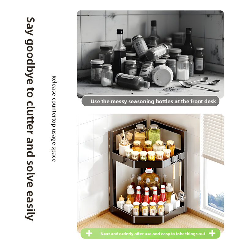 Étagère de coin pour épices pour comptoir de cuisine - Tablette de rangement peu encombrante pour pots à épices, condiments et articles essentiels