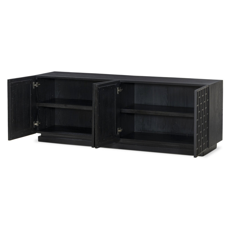 Asbury Media Console-Light Wash Oak, Black Oak