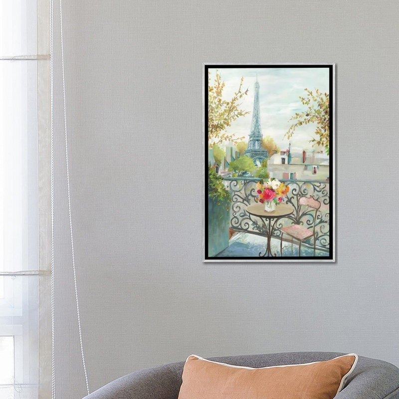 «Paris At Noon» par Allison Pearce - reproduction d'art, Pas de tapis, Toile avec cadre argenté, H 26 po x l 18 po x 1,5 po