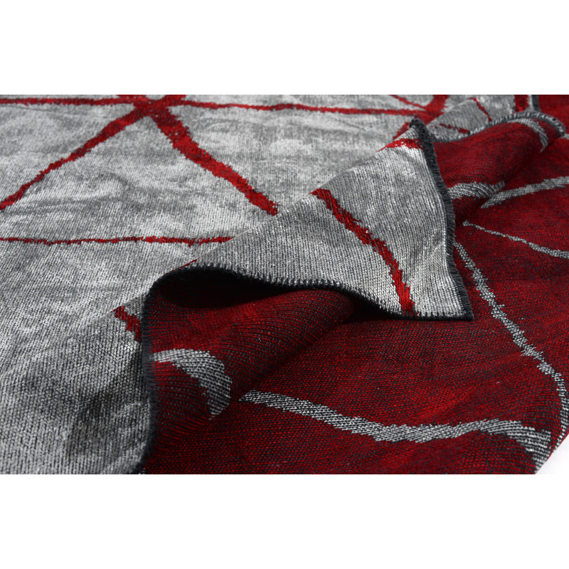 Rapture Gray/Red Geometric Luxury Area Rug, Rectangle 7'10" x 11'2"