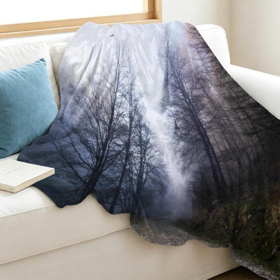 Jeté en flanelle transparente molletonnée, imprimé brouillard dans la jungle du pont