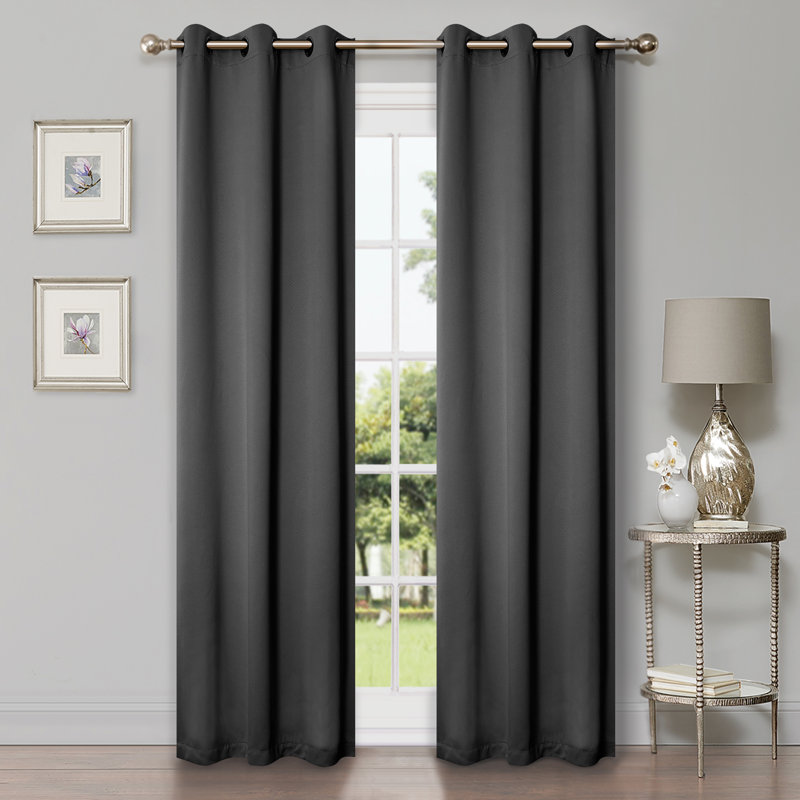 Bertrand Solid Modern Room Darkening Curtain Panel, Gray, 52" W x 120" L