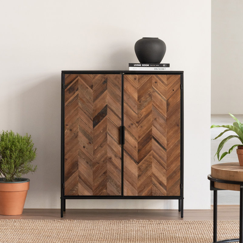 38” Two-Door Metal Storage And Accent Cabinet,Black
