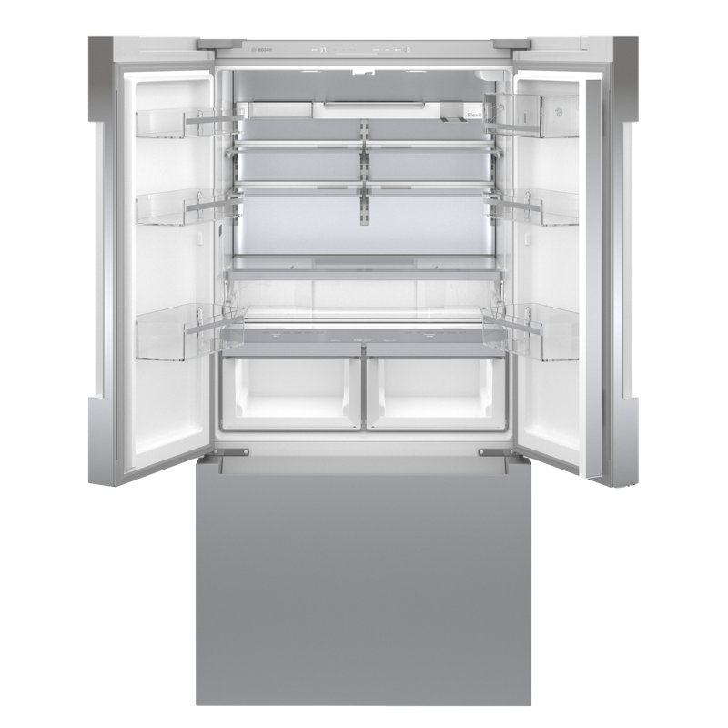 Bosch - 800 Series 36-Inch Smart 3-Door Counter-Depth Refrigerator With Recessed Handles, Anti-Fingerprint Exterior, Internal Water, Home Connect