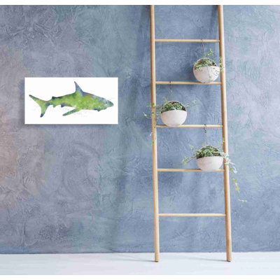 «Watercolor Shark II» par Linda Woods, art mural sur toile