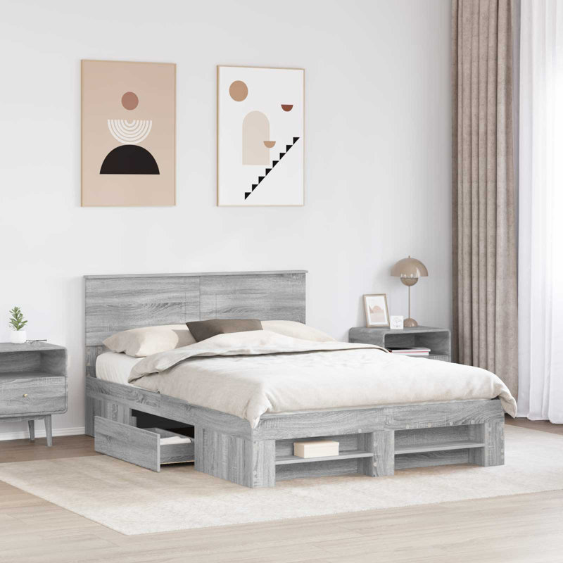 Bed, 140 x 190cm, Grey Sonoma