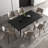 11-Piece Modern Extendable Dining Set, 94.5" Black Marble Look Table with 10 Grey Upholstered Chairs, Tapered Legs-1475895945-1475895944