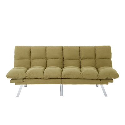 Twin 67.3" W Corduroy Tufted Back Convertible Sofa
