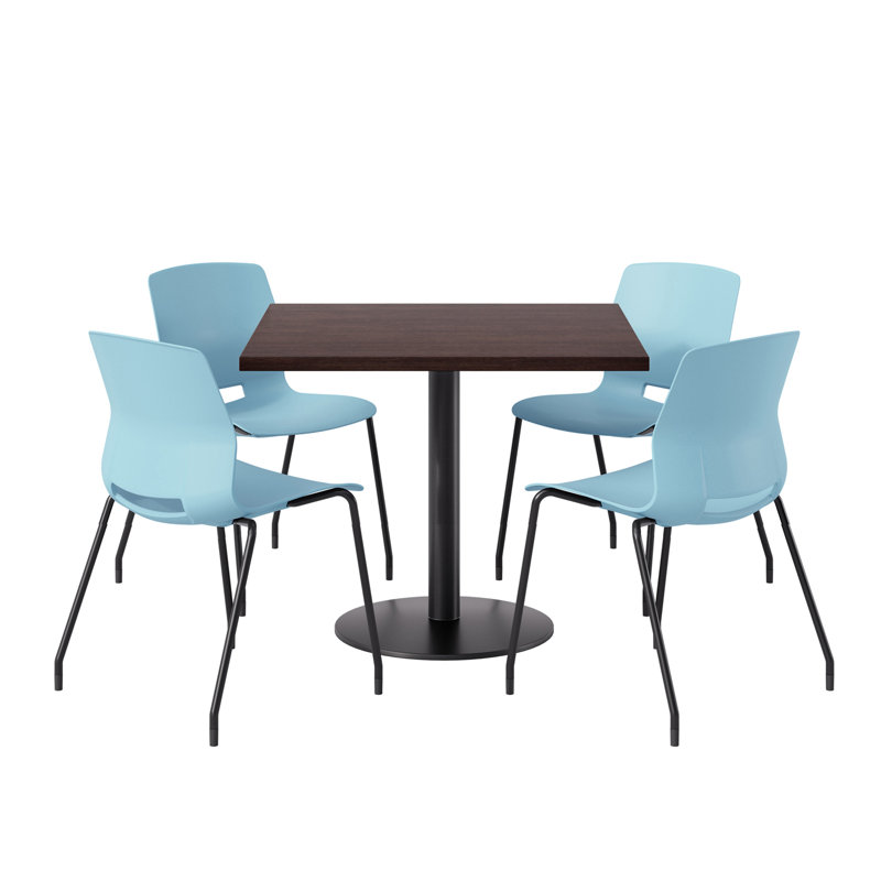 Ensemble repas pour 4 personnes à hauteur de bar, H 41 po x L 36 po x l 36 po, Bleu et noir, Espresso